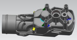 CAD-Ansicht eines Getriebegehäuses aus Magnesiumdruckguss